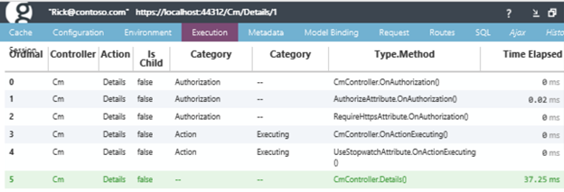 execution tab in glimpse